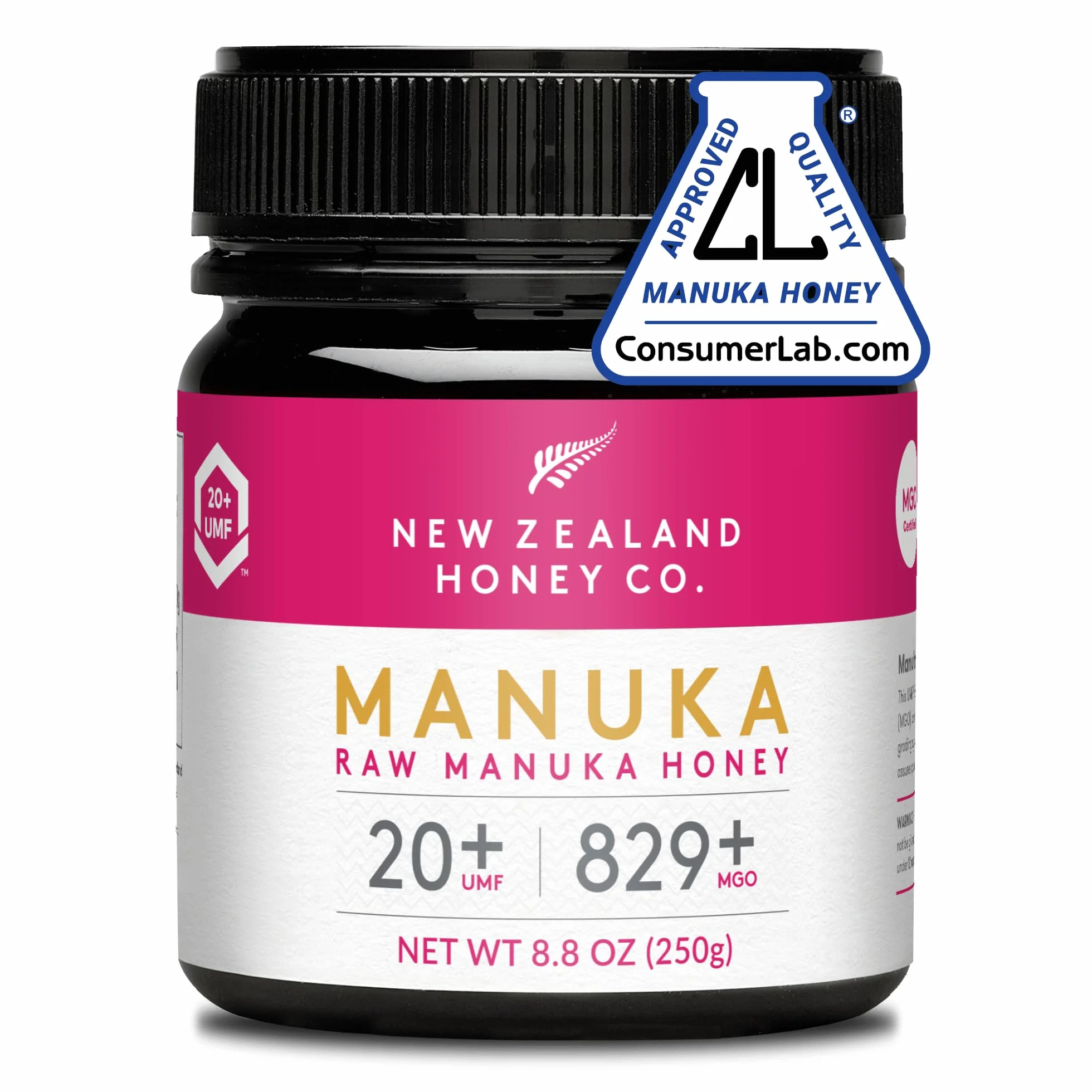 Miel de Manuka MGO 829+ / UMF 20+ de New Zealand Honey Co. | Actif et brut | Fabriqué en Nouvelle-Zélande | 250g
