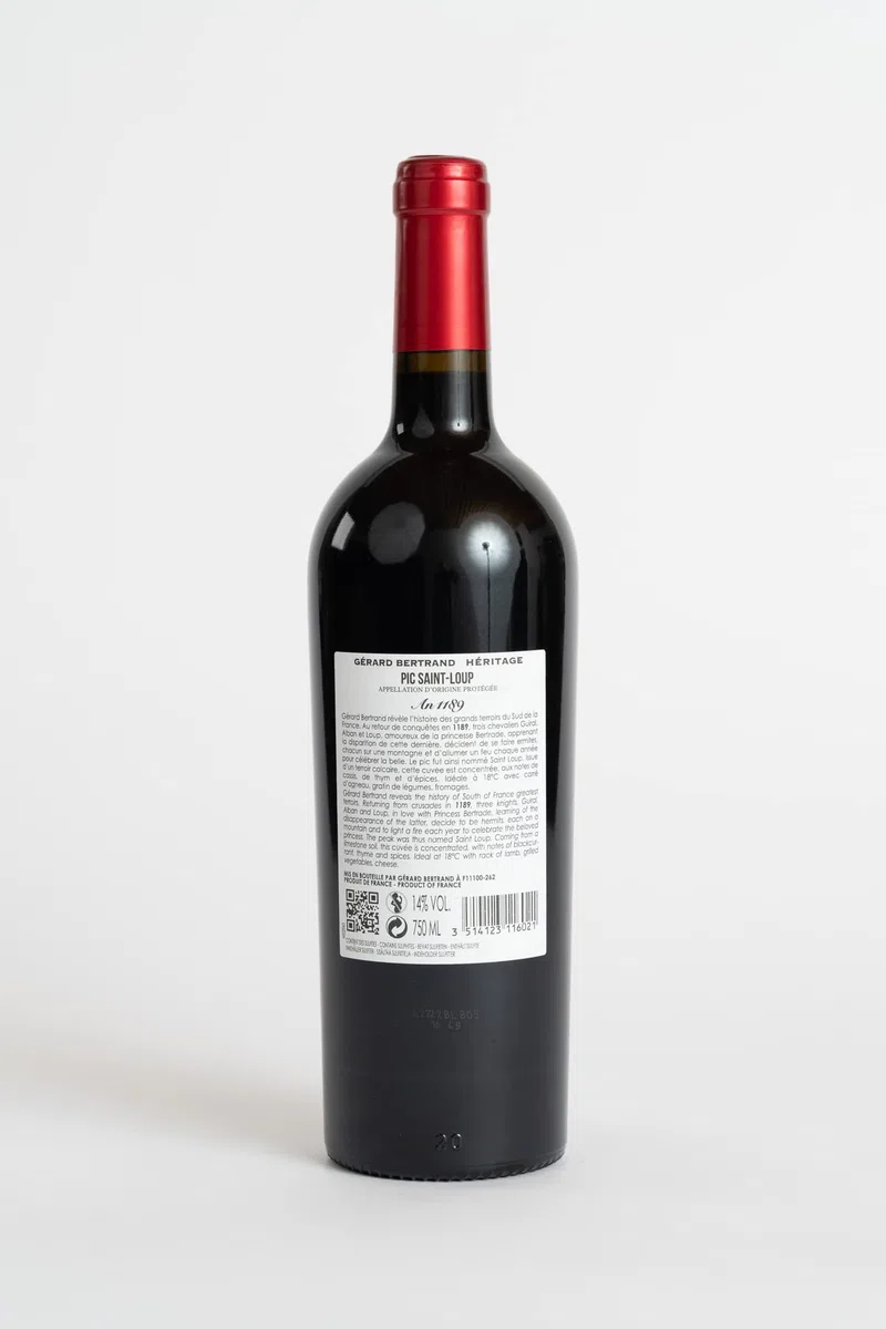 Gérard Bertrand Héritage "An 1189" 2024 – Vin Rouge AOP Pic Saint Loup – 6x75cl