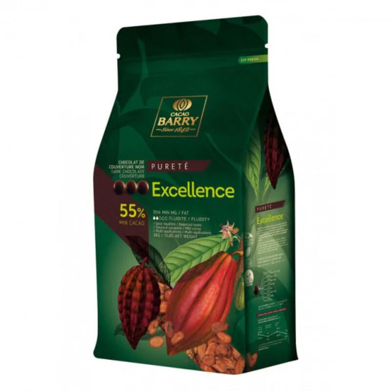 Chocolat de Couverture Noir Excellence pistoles 55% 5 kg