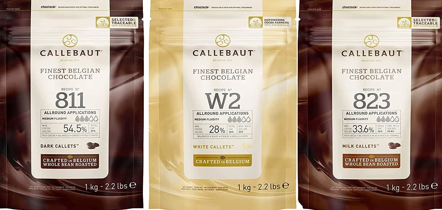 Callebaut, lait, noir et blanc pépites de chocolat (3 x 1kg Bundle)