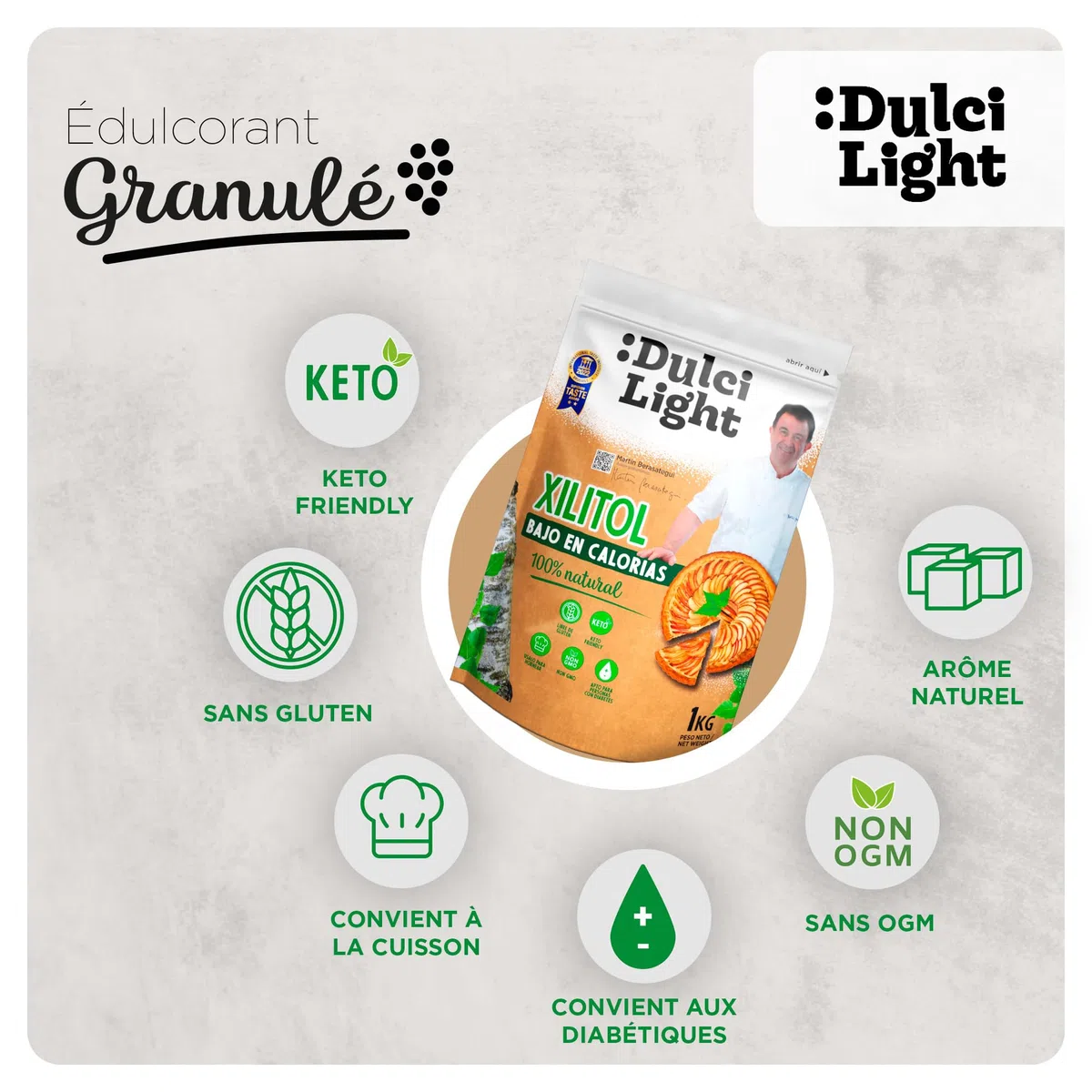 Dulcilight Édulcorant Xylitol Sucre de Bouleau 3kg 100% Saveur Naturelle | Zero Non OGM Keto Végétalien Sans Gluten Calorie Réduites | Sans Sucre pour Diabétiques Pouvoir Édulcorant 1:1