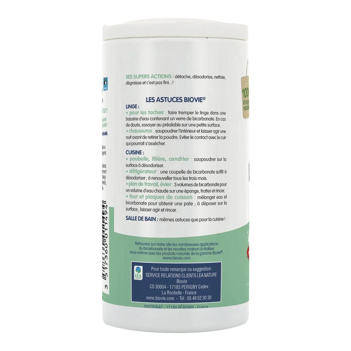 Biovie - Bicarbonate de soude, salière - Droguerie - Ecodétergent - Salière de 250g - Lot de 2