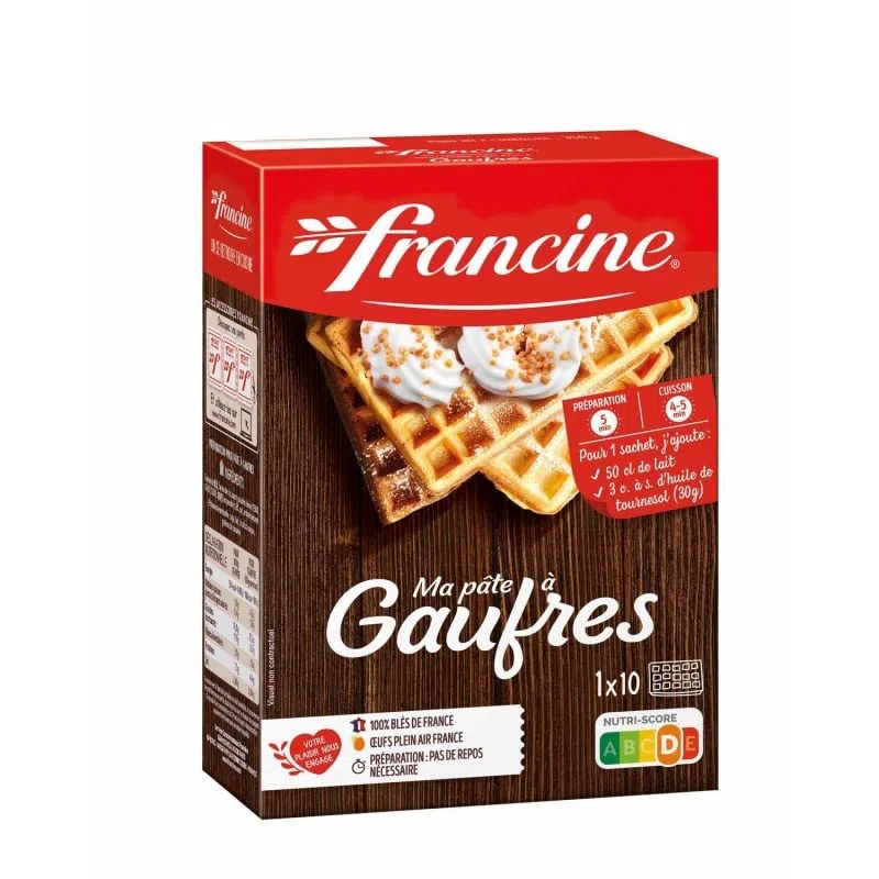 FRANCINE - Préparation Pour Gauffres - Idéal pour des goûters gourmands en famille - Format 350g - Facile à préparer et délicieusement croustillantes - Le Lot De 4