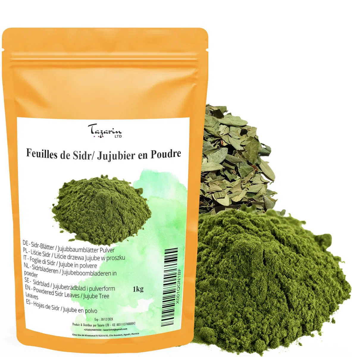 1kg Feuilles de Sidr/Jujubier Moulues - Poudre de Jujubier - Arôme & Goût Intense - 100% Naturel, Pur et Sans Additifs