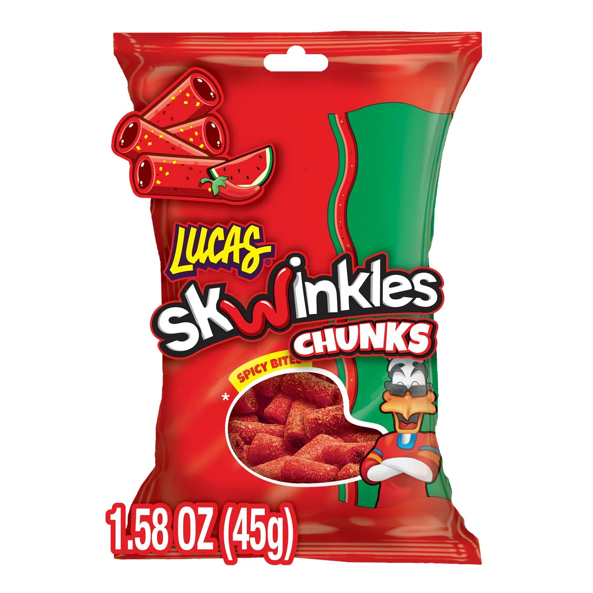 Lucas Skwinkles Candy Chunk Pastèque aromatisé avec garniture au tamarin 45,4 g, lot de 6