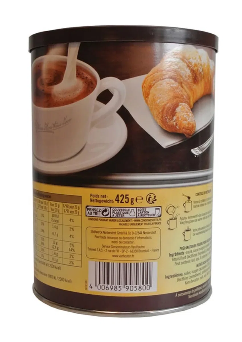 Chocolat en Poudre Sucrée Façon Bistrot Van Houten 425g/Boite - Ofgfres de 1, 2, 3 et 4 Boites - Livraison Gratuite France (1 boite)