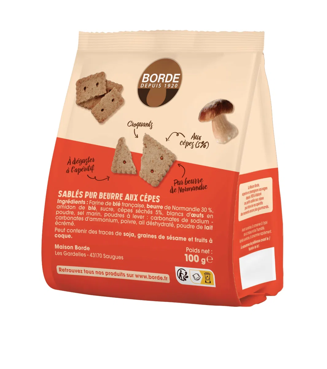 Petits sablés apéritifs aux cèpes 100g Borde