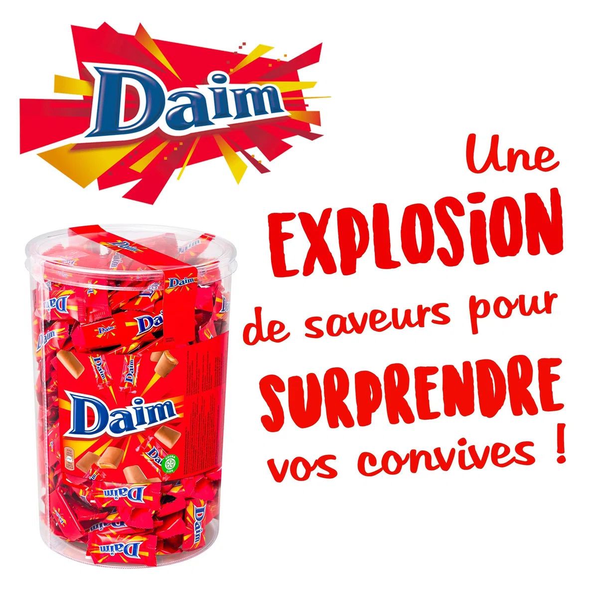 DAIM - Bonbons au Chocolat au Lait et Éclats de Caramel - Emballages individuels - Tubo de 2,5 kg (390 Bonbons)