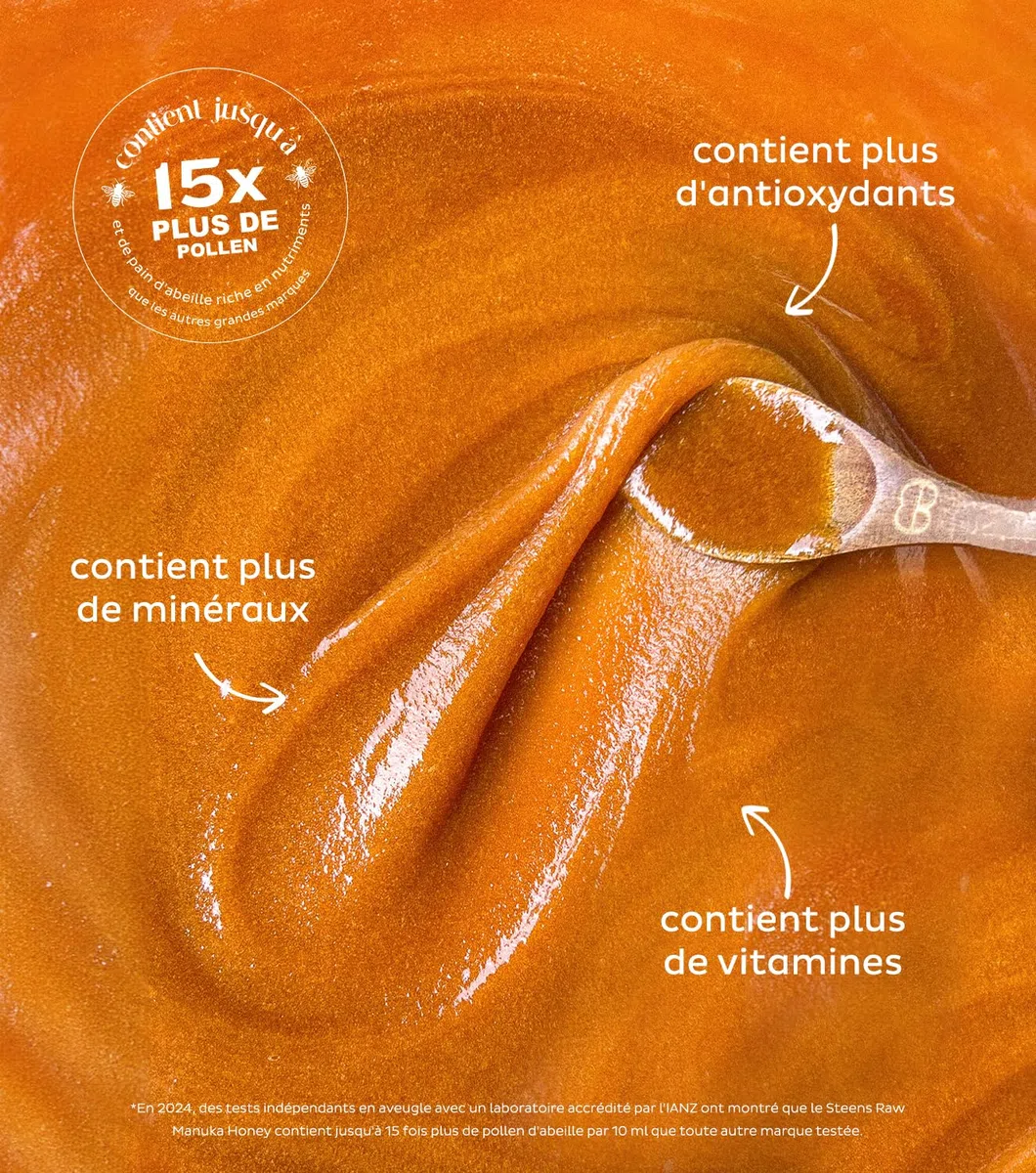 Steens Miel de Manuka - MGO 515+ - 100% certifié Miel Manuka cru pur UMF 15+ - Mis en pot et scellé en Nouvelle-Zélande - Manuka Honey 340 g