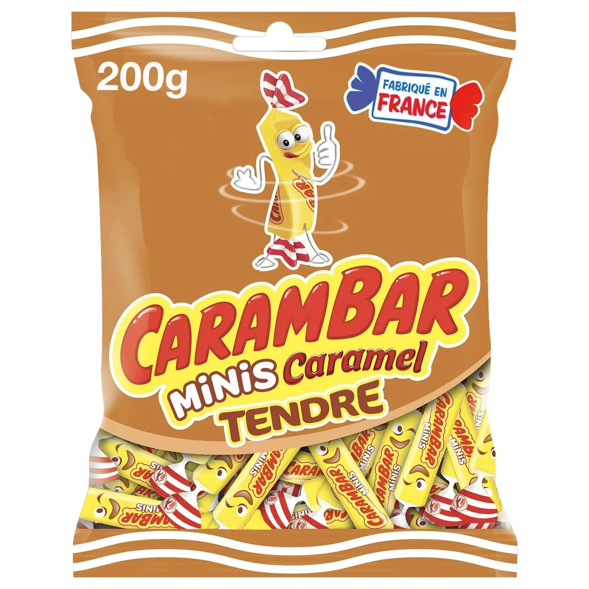 CARAMBAR – Bonbons Mini Caramel Fondant, Plaisir Gourmand à Mâcher, Sachet 200g - Le Lot De 4