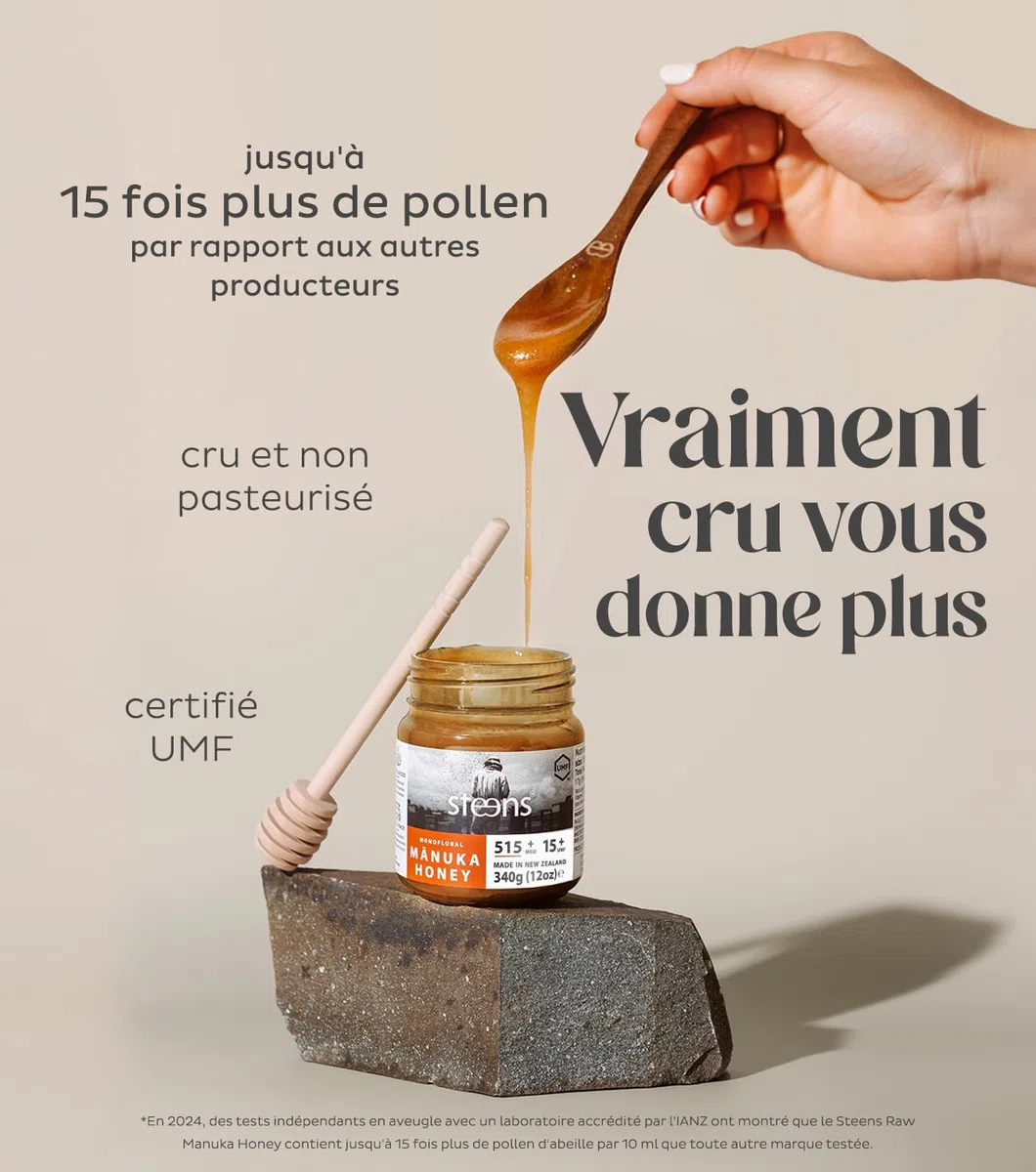Steens Miel de Manuka - MGO 515+ - 100% certifié Miel Manuka cru pur UMF 15+ - Mis en pot et scellé en Nouvelle-Zélande - Manuka Honey 340 g