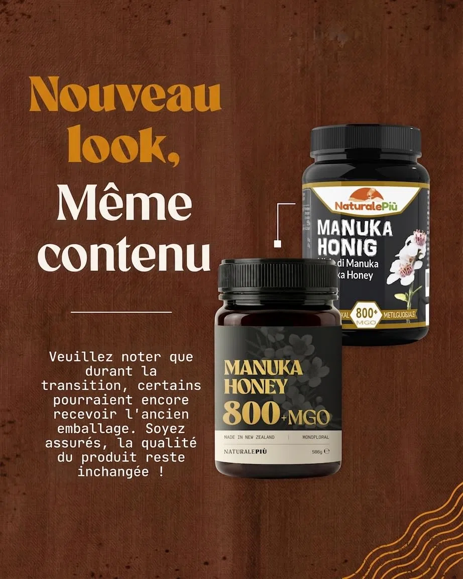 NaturalePiù Miel de Manuka 800+ MGO - 250g Brut et Bio de Nouvelle-Zélande - Miel cicatrisant monofloral - Pour Thé, Smoothies et Pâtisserie - Pur et Actif - Méthylglyoxal Certifié en Laboratoire