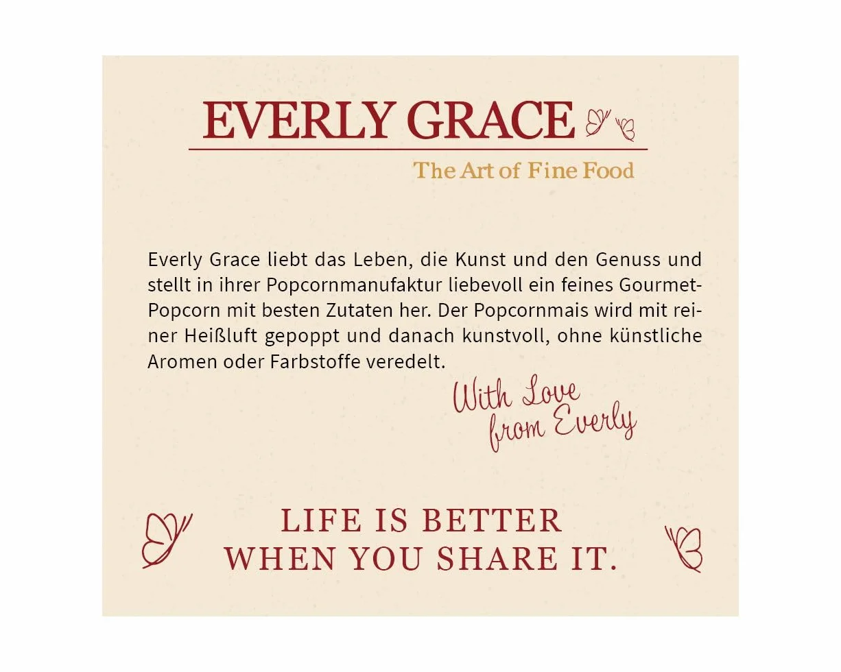 Everly Grace Popcorn – Crunchy Caramel Clouds, 600 g – Seau de popcorn au caramel sucré et vanille bourbon, fait main en Allemagne