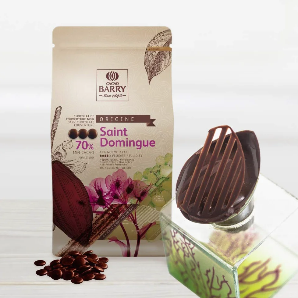 Cacao Barry - Saint Domingue 70% Origine chocolat noir de couverture pistoles 2,5 kg