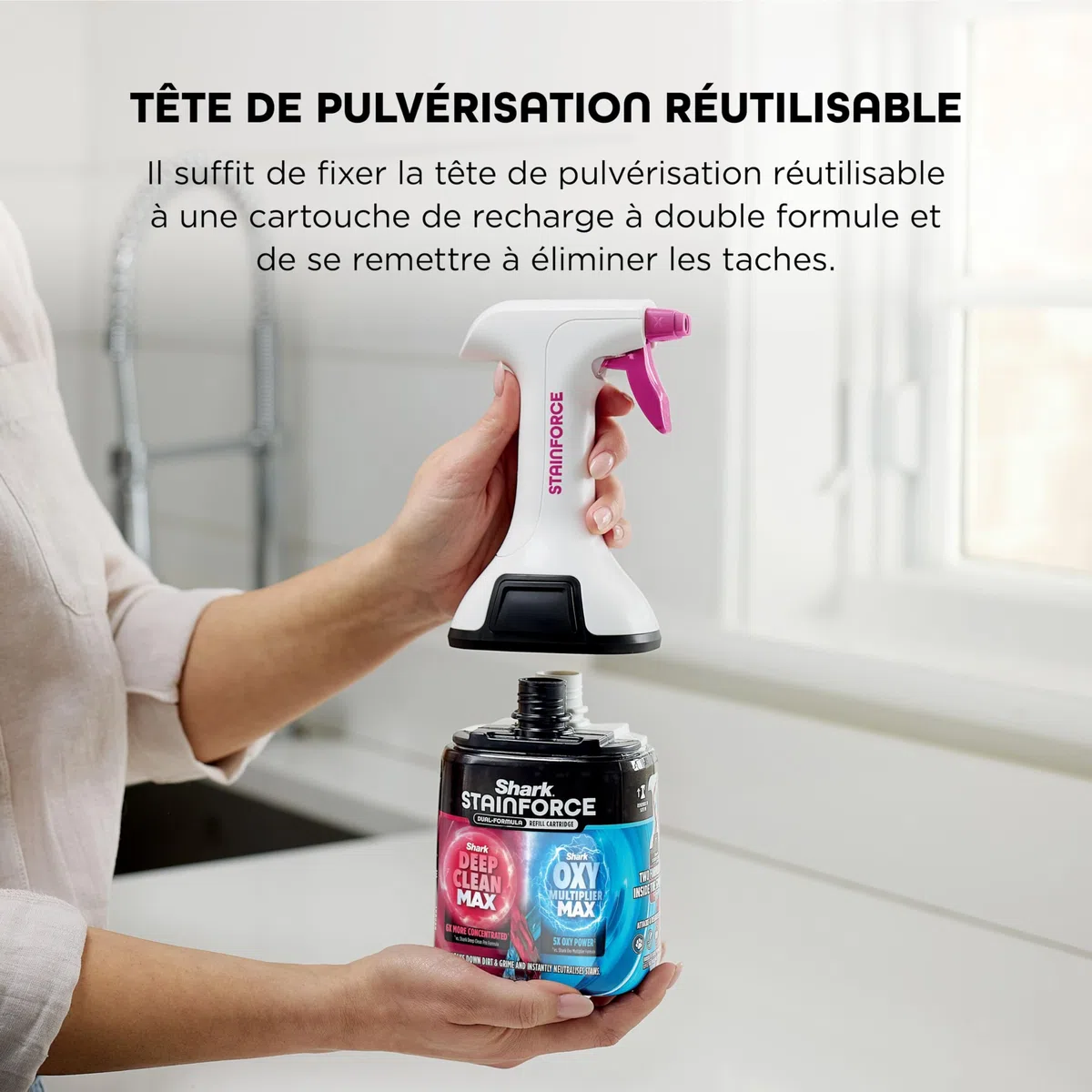 Shark StainForce – Recharge détachante de solution à double formule, lot de 2, pour lutter contre les taches tenaces et éliminer instantanément les odeurs, 2 x 500 ml, XSKBDHXCM500EU