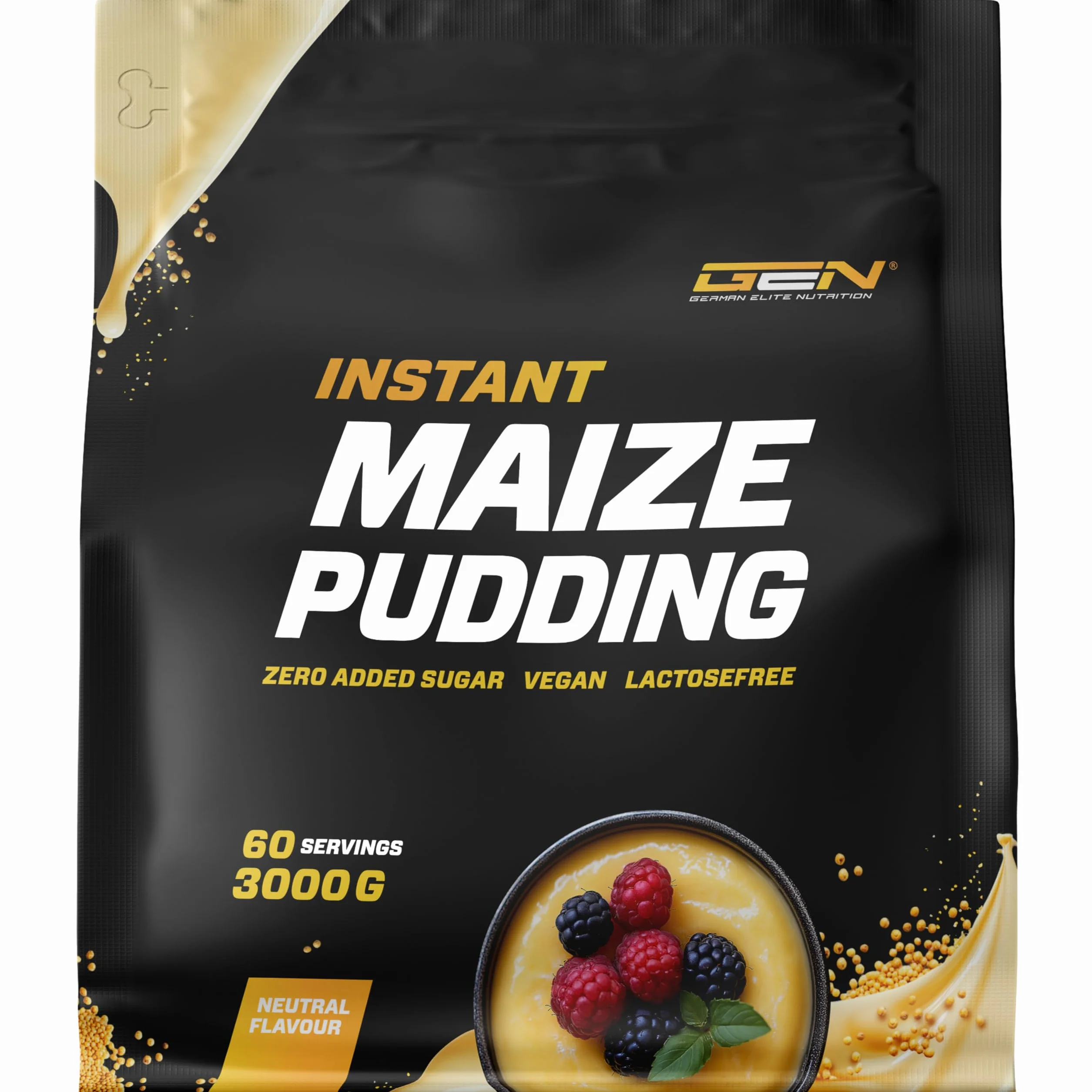 Maize Pudding Neutral 3kg - Pudding de maïs sans sucre - Avec des glucides complexes - Consistance crémeuse - Préparation rapide et facile - 100% maïs - Vegan