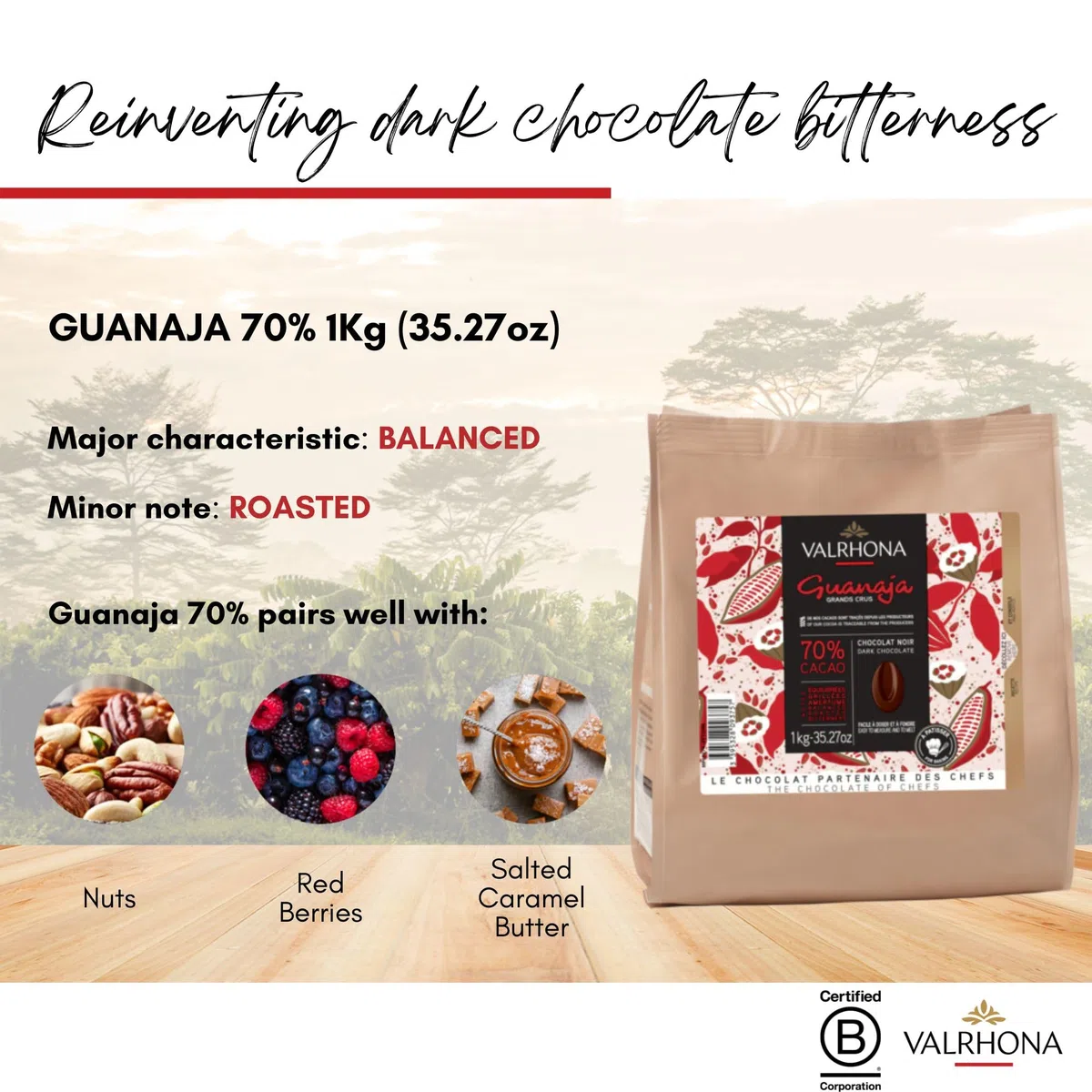 Valrhona - Les Sacs de Fève - Chocolat Noir - Guanaja 70% - 1kg