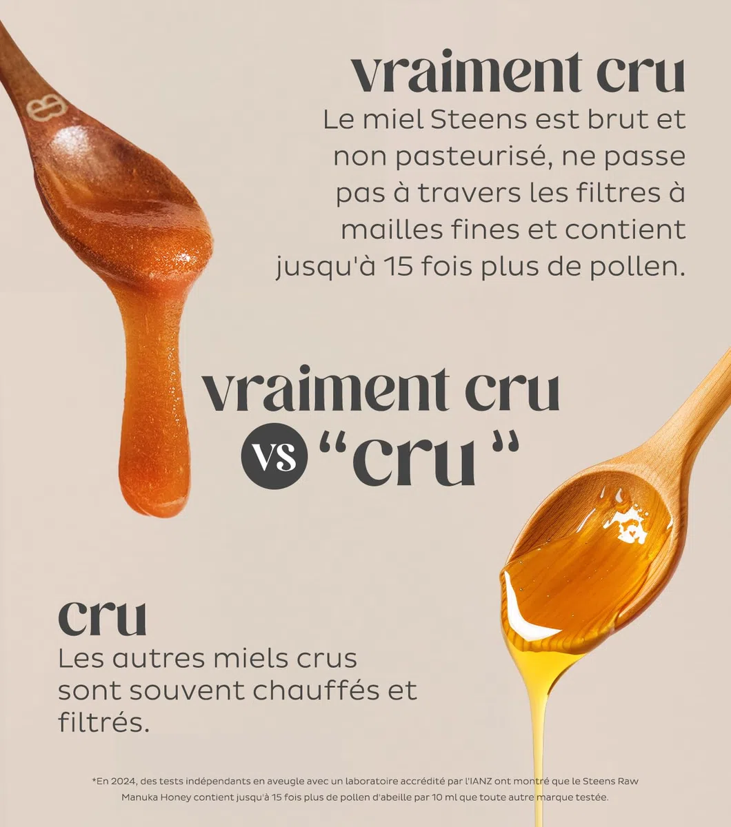 Steens Miel de Manuka - MGO 515+ - 100% certifié Miel Manuka cru pur UMF 15+ - Mis en pot et scellé en Nouvelle-Zélande - Manuka Honey 340 g
