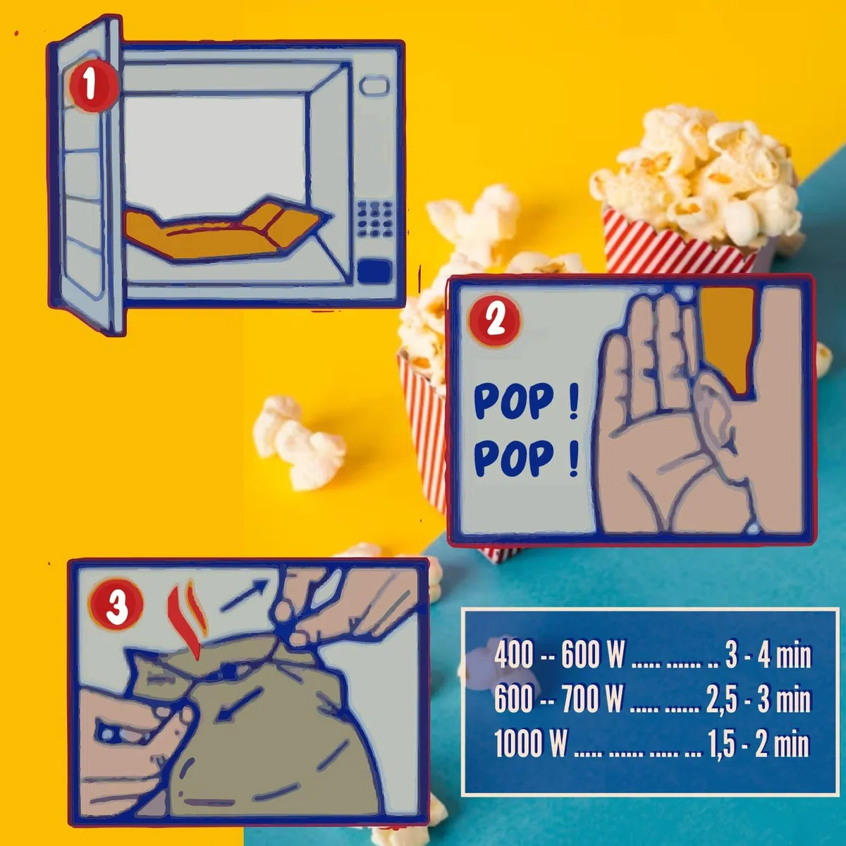 Peo's Lot de 72 boîtes de pop-corn au micro-ondes salé/salé - 24 boîtes de 100 g de contenu - Bonbons au maïs pop-corn pour le carnaval, les fêtes, les snacks au cinéma, etc