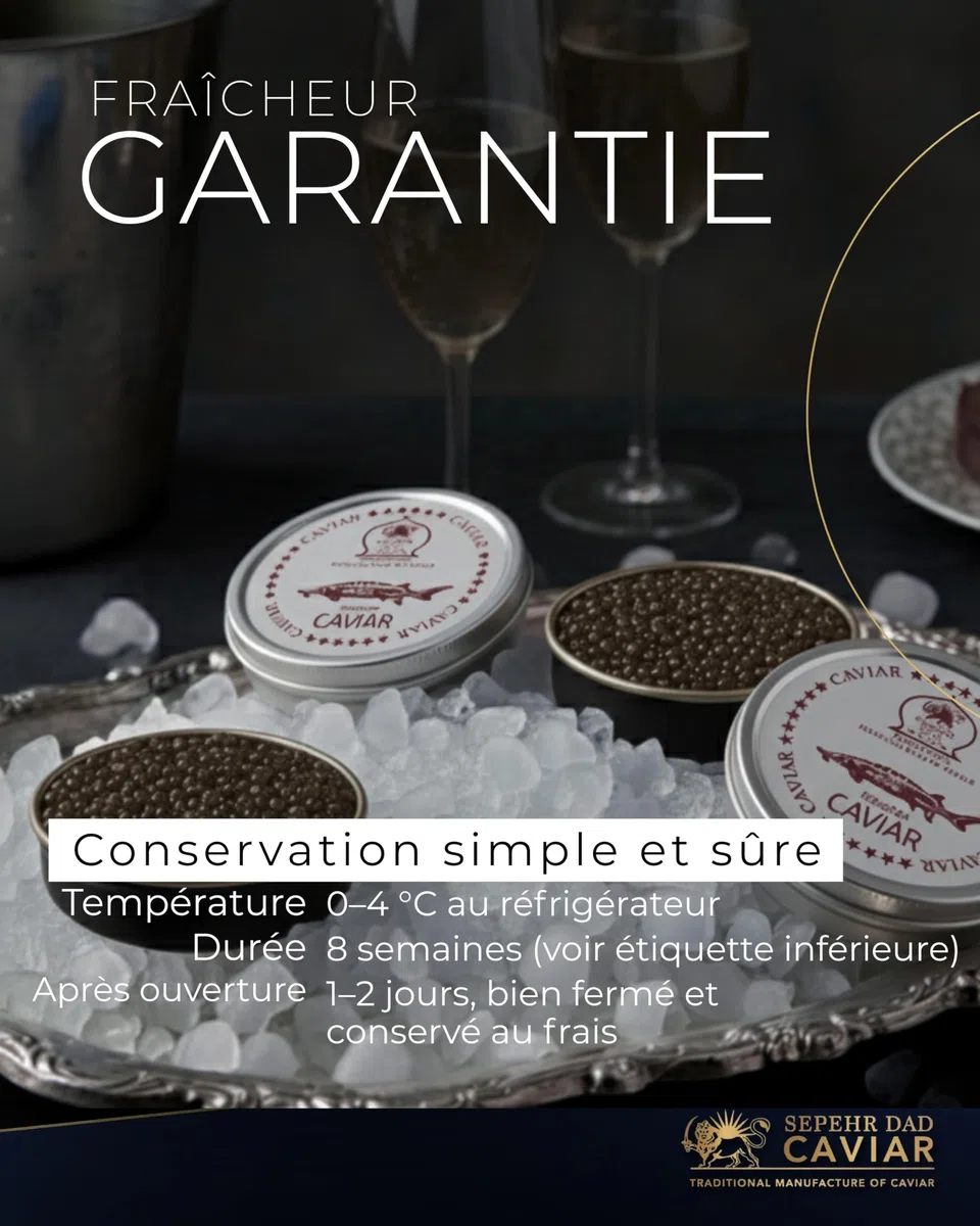 Sepehr Dad Caviar de Sibérie | Caviar d'esturgeon de Sibérie | Elevage UE | 250g