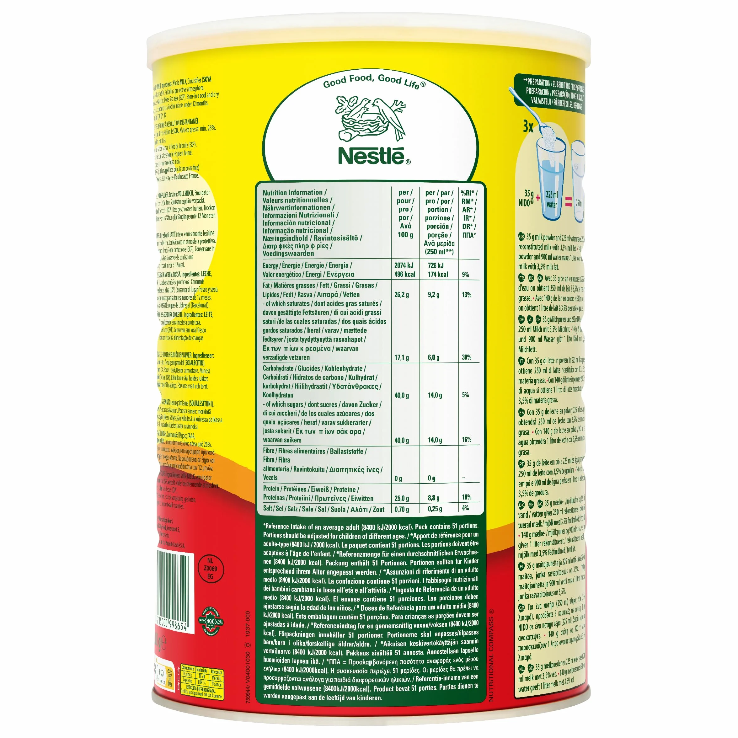Lait en poudre Nido - Nestlé - 1.8kg
