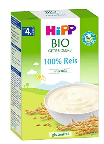 Bouillie de céréales bio Hipp 100% riz, sans gluten, à partir du 4ème mois, 200g