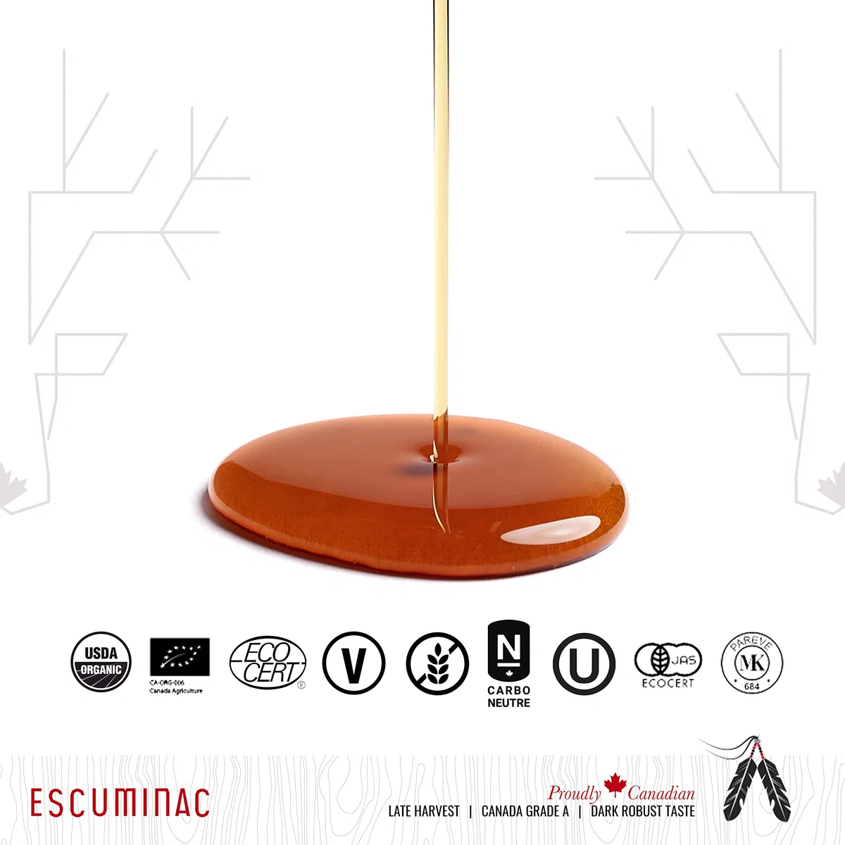 Escuminac Récolte Tardive, Sirop d'Érable Canadien, 100% Pur et Certifié Biologique. Sirop d'Érable Artisanal, Canada Catégorie A Foncé Goût Robuste, 1L