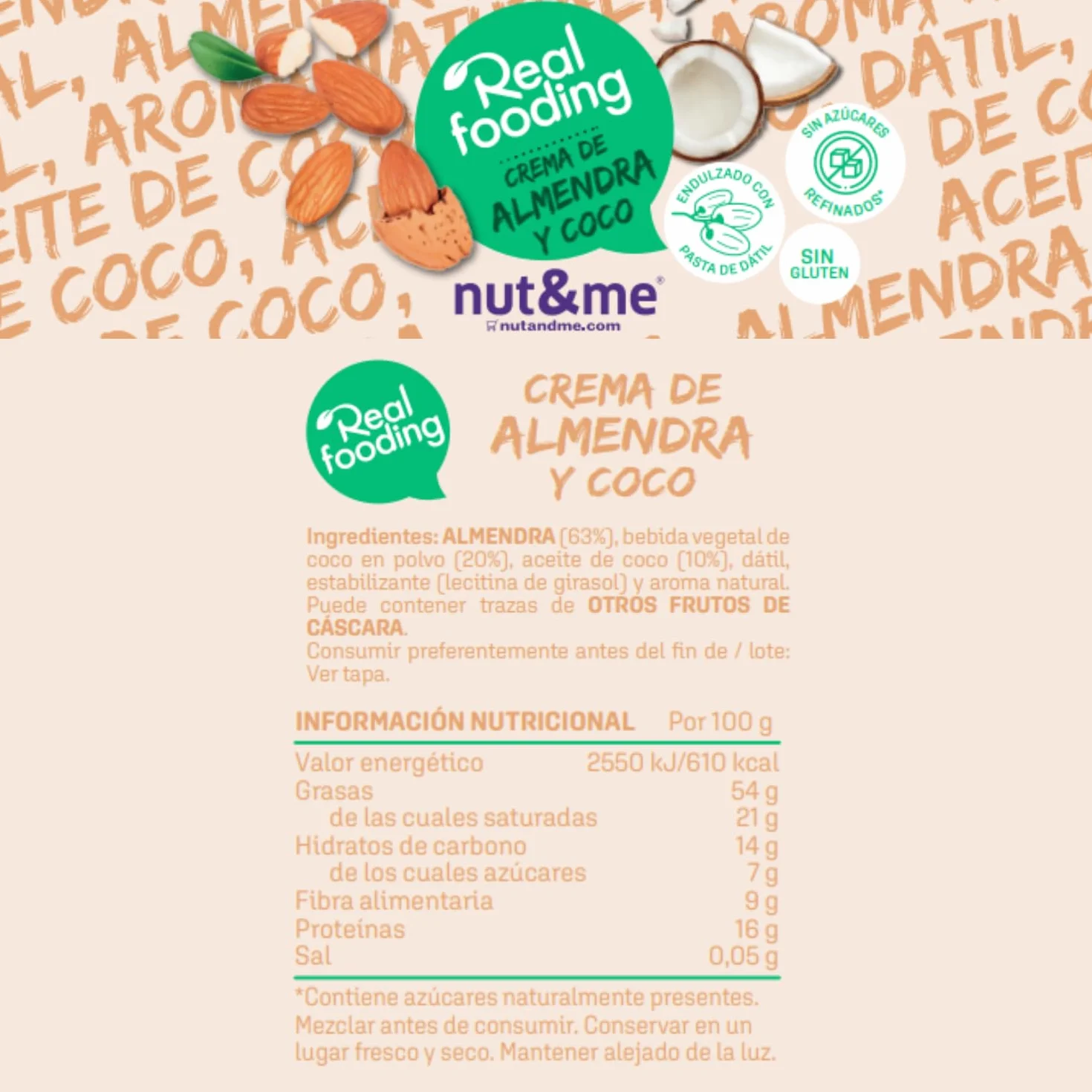 Crème de noix de coco 1 kg nut&me | A base de noix de coco et d'amandes | Faible teneur en glucides | Sans lactose|Sans gluten | Coconut | Pack 4 x 250 g