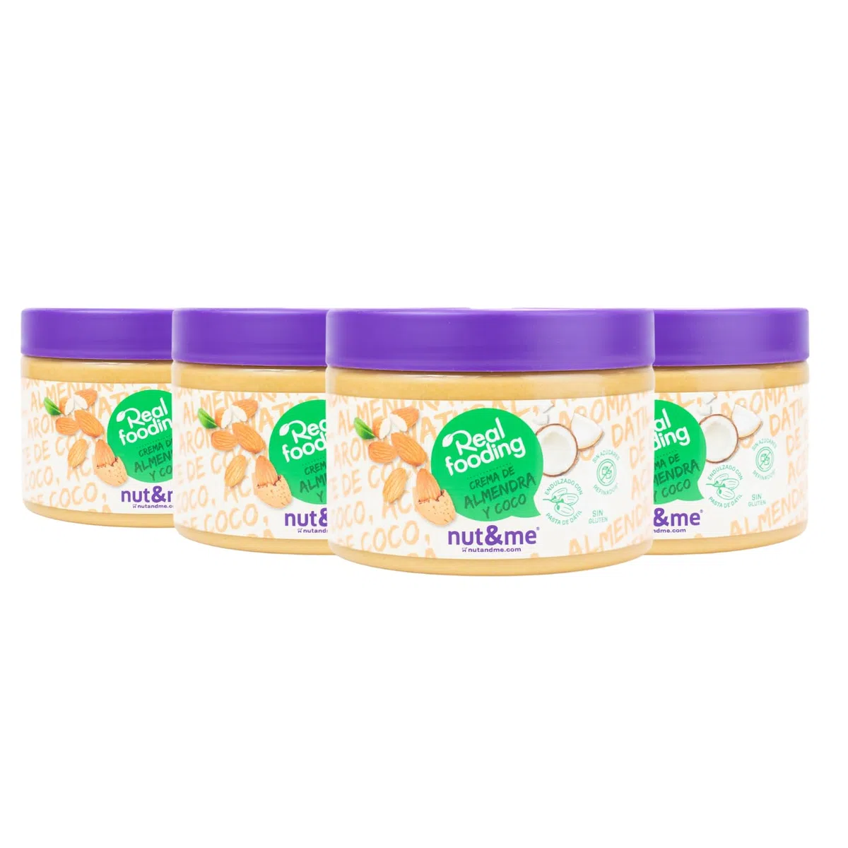 Crème de noix de coco 1 kg nut&me | A base de noix de coco et d'amandes | Faible teneur en glucides | Sans lactose|Sans gluten | Coconut | Pack 4 x 250 g
