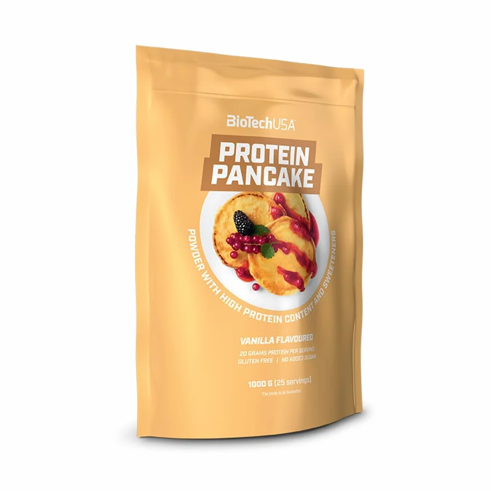BioTechUSA Protein Pancake, Poudre pour la préparation de crêpes riche en protéines avec édulcorant, sans sucres ajoutés, 1000 g, Vanille