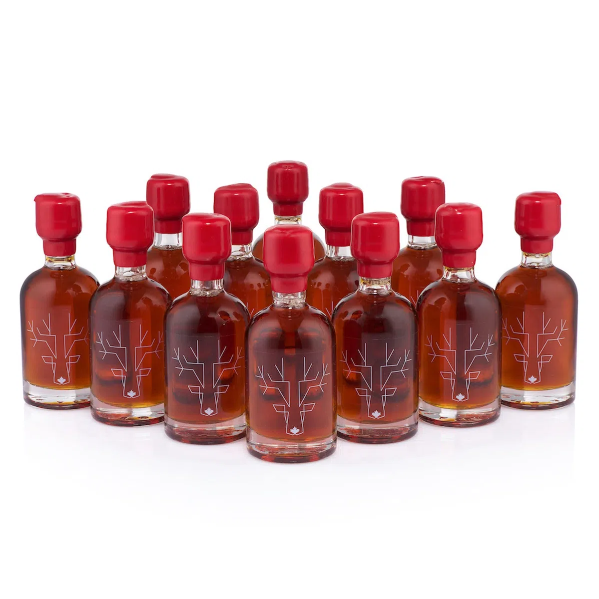 Escuminac sirop d'érable 12 x 50 ml. Grade A Foncé goût robuste, Grande Récole. Pure, embouteillé à la ferme, produit du Québec, Canada. Format cadeau, mariage, événement.