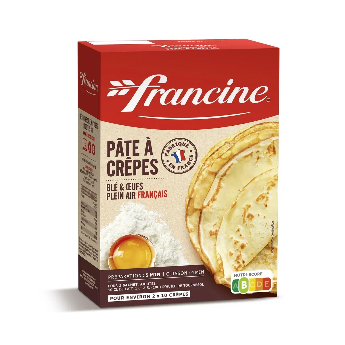 Préparation pour Crêpes FRANCINE - les 2 sachets de 190 g Lot De 4 - Par Lot