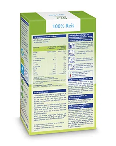 Bouillie de céréales bio Hipp 100% riz, sans gluten, à partir du 4ème mois, 200g