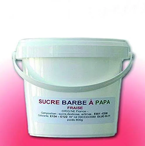 Sucre barbe à papa a la Fraise Seau de 5 Kilos