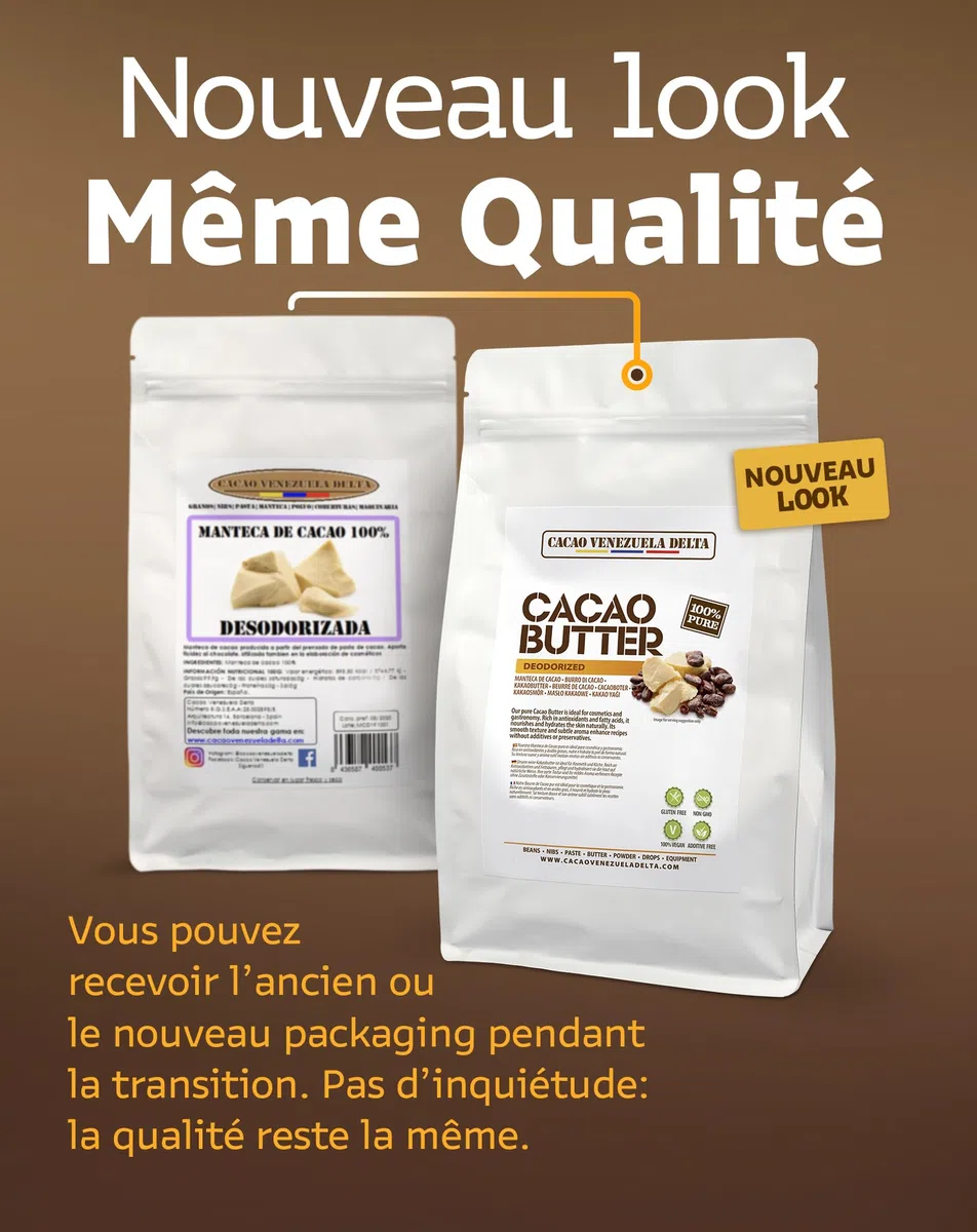 Cacao Venezuela Delta · 100% Kakaobutter · Desodoriert · 1 kg - Extra Qualität