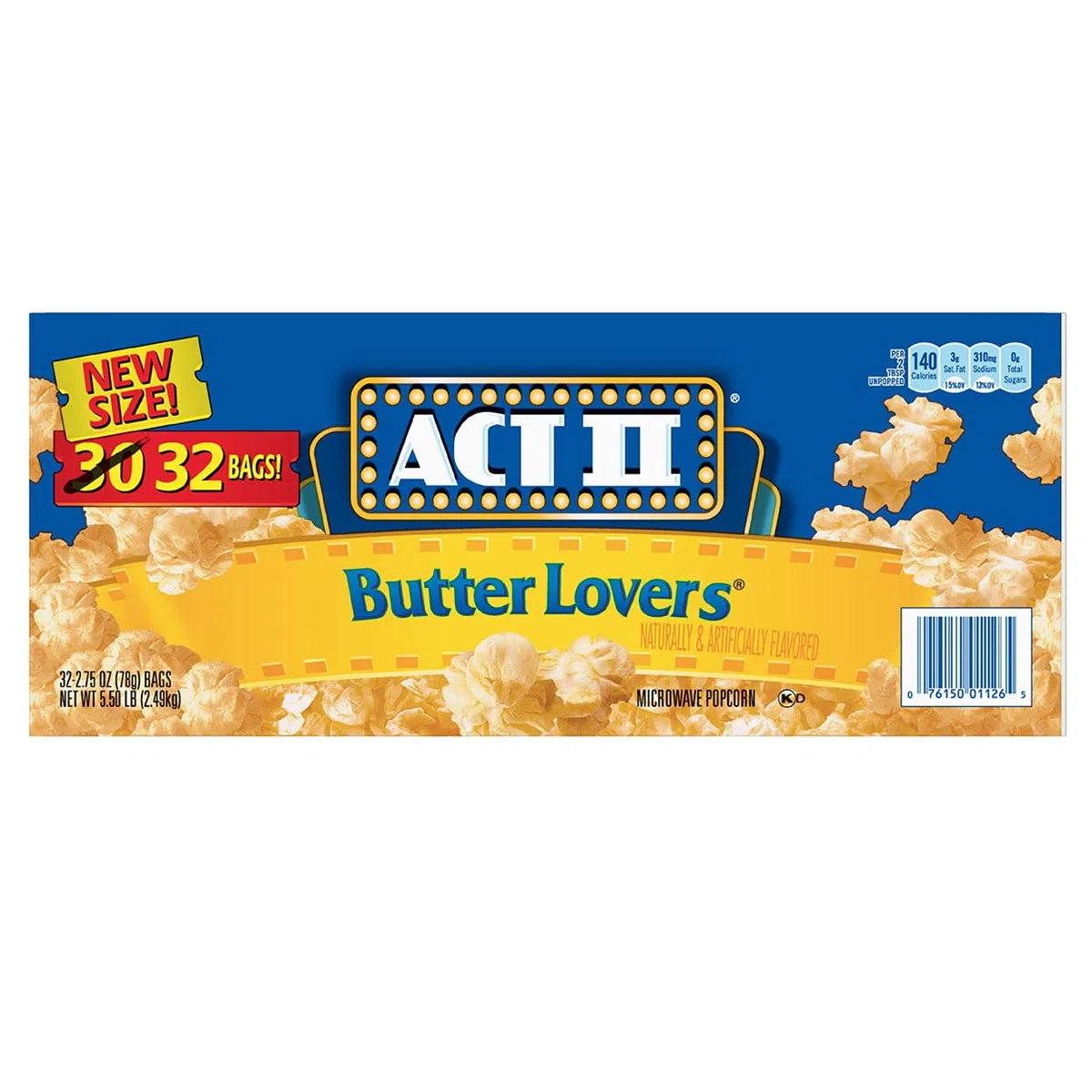 Act II Butter Lovers Microwave Popcorn, 32 Bags (78 Grams Each)