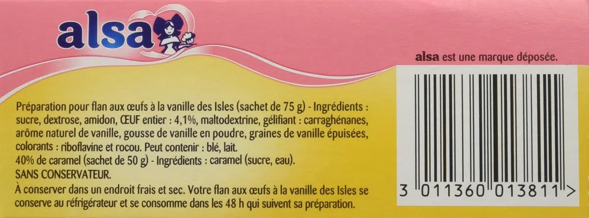 Alsa Préparation Flan Aux Œufs Vanille des Isles 2 Sachets 250g - Lot de 3
