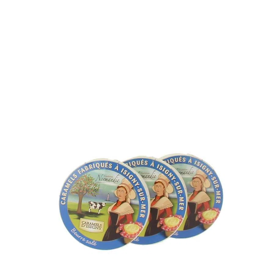 Caramels d'Isigny au Beurre Salé - Lot de 3 Boîtes Camembert 150g - Produits-Normandie