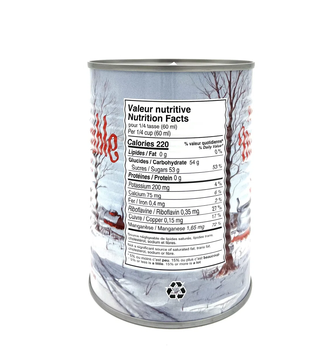Pack de 5 conserves de sirop d'érable doré du Québec - Pur à 100% - Canne de 540ml x 5 unités - Sirop d'érable de première qualité
