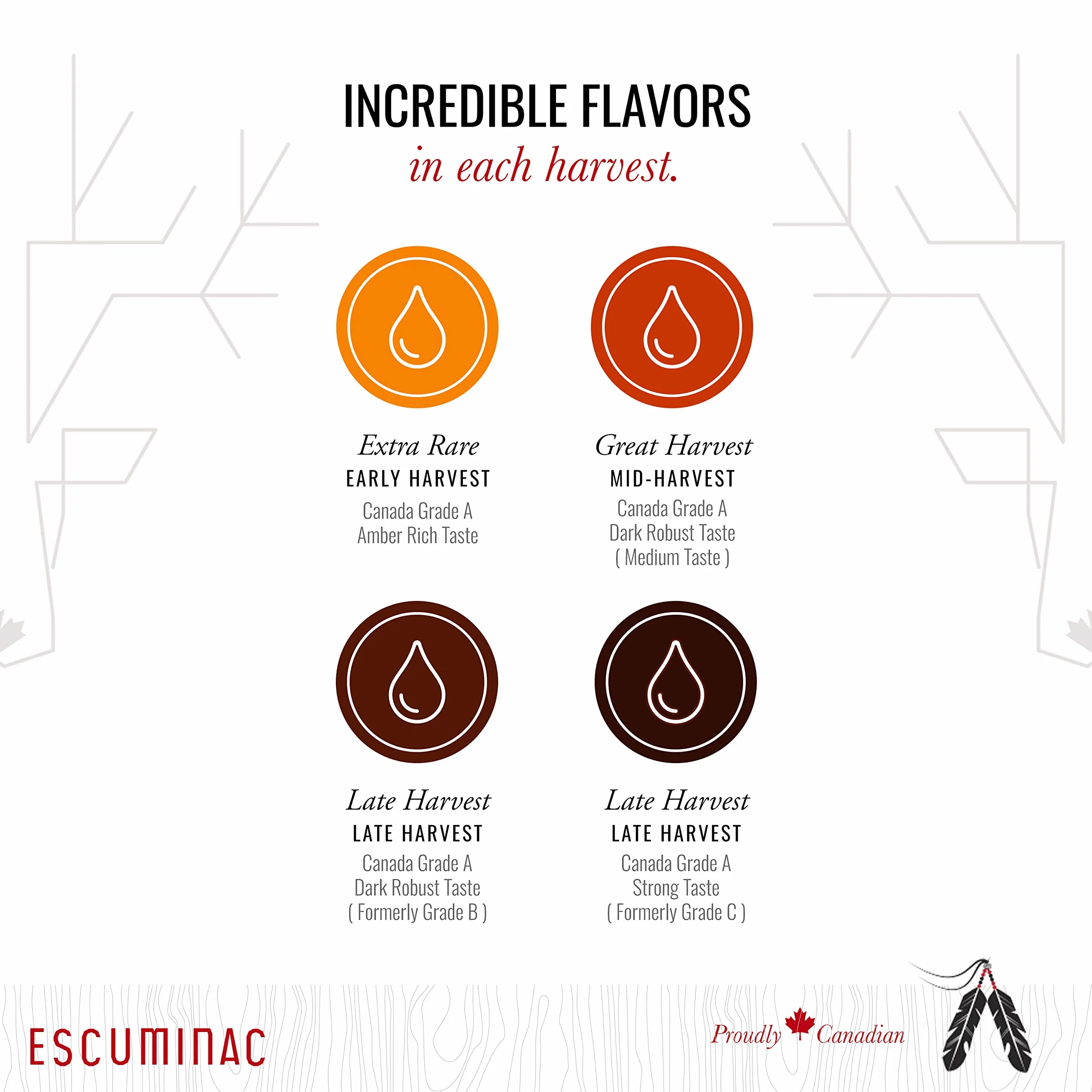 Sirop d'érable canadien très foncé Escuminac primé. Restaurant, Chef Size 1 L (33.8 fl oz) Canada Grade A Strong Taste (anciennement Grade C) - Pur, biologique, d'origine unique, non mélangé.