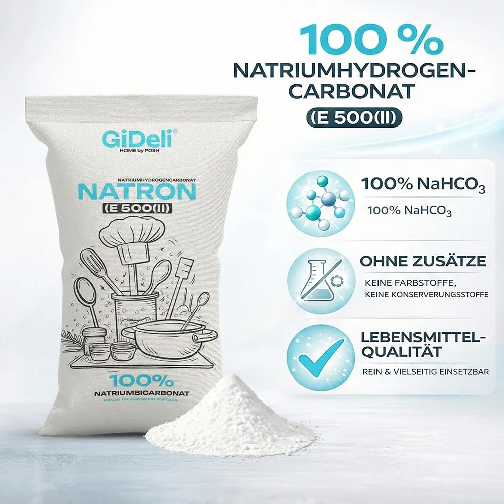 GiDeli Bicarbonate de Soude Qualité Alimentaire 30kg - Poudre de bicarbonate de sodium sans additifs - Idéal pour cuisiner, pâtisser, laver et nettoyer - Utilisation polyvalente dans la maison