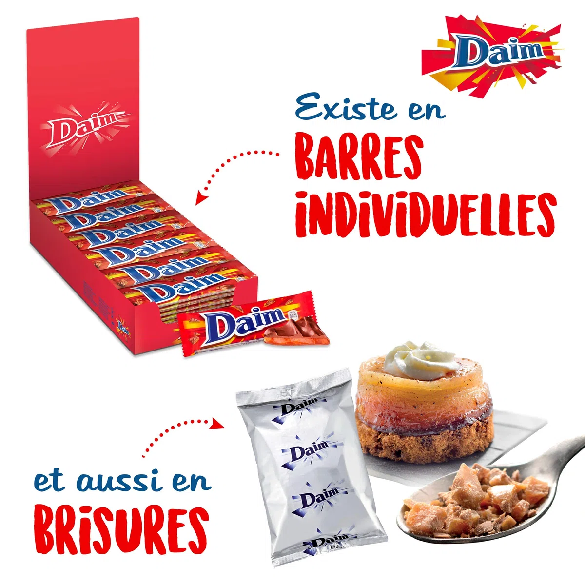 DAIM - Bonbons au Chocolat au Lait et Éclats de Caramel - Emballages individuels - Tubo de 2,5 kg (390 Bonbons)