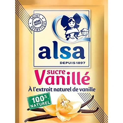 Délice Vanillé Alsa - 12 sachets de sucre vanillé de 7.5g, idéal pour pâtisseries - Le Lot De 4
