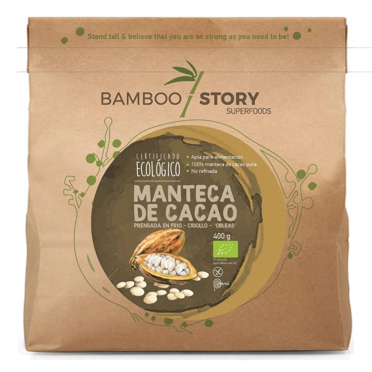 Bio | BAMBOO STORY | Beurre de Cacao | Pérou | Pressé à Froid | CRIOLLO | 400g