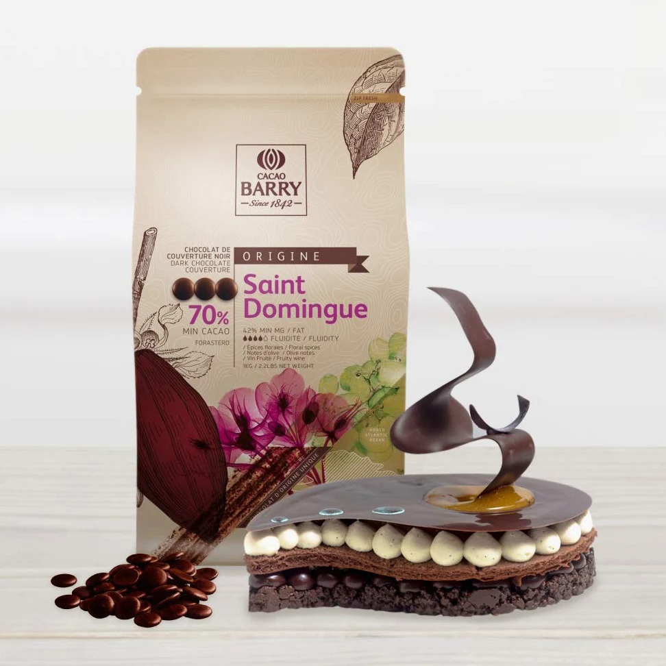 Cacao Barry - Saint Domingue 70% Origine chocolat noir de couverture pistoles 2,5 kg