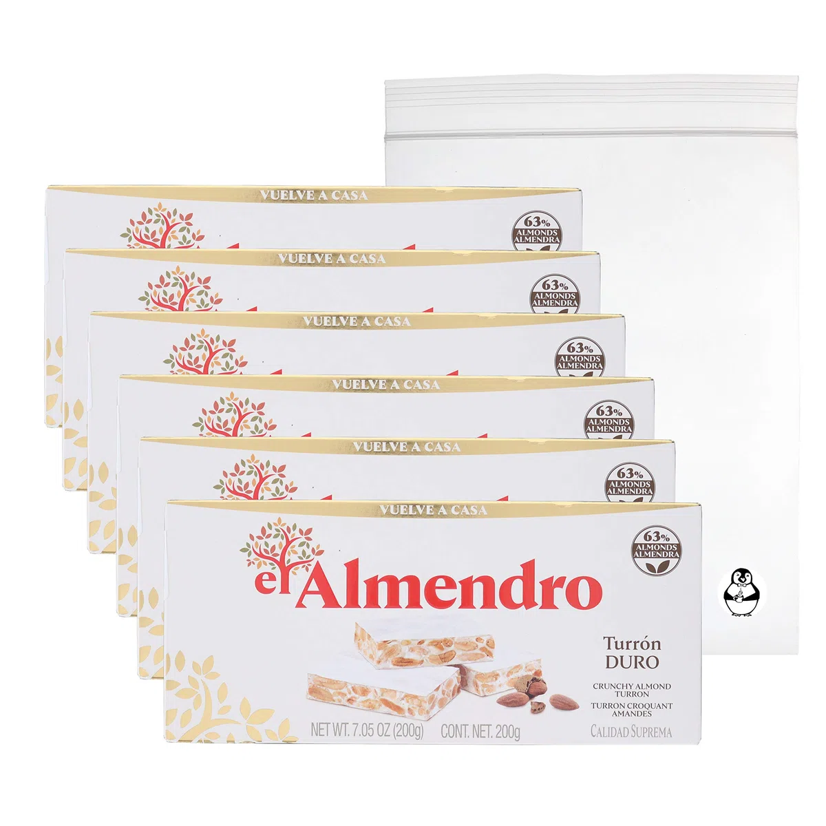 El Almendro Turron Crunchy Nougat – (lot de 6) avec pochette de rangement rapide