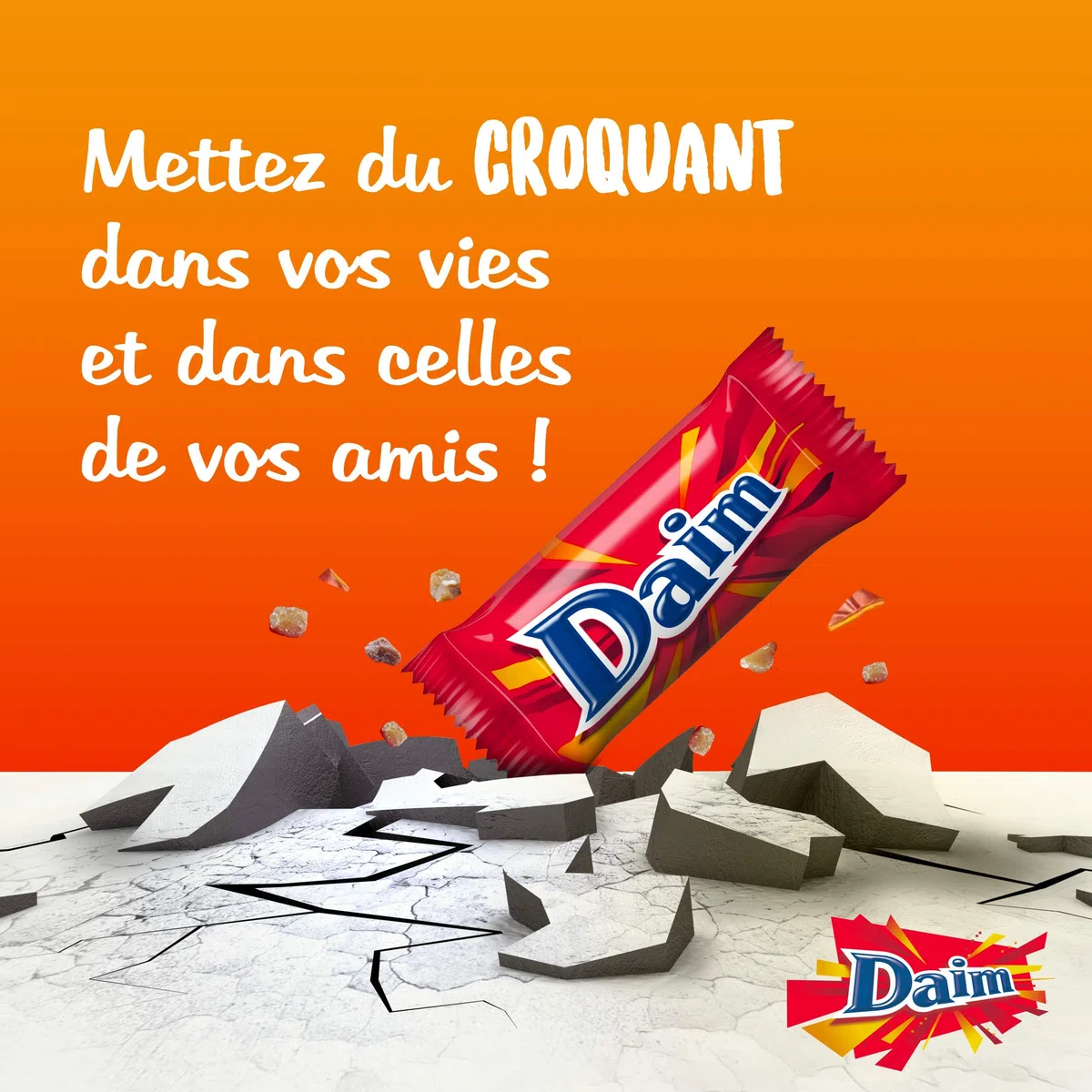 DAIM - Bonbons au Chocolat au Lait et Éclats de Caramel - Emballages individuels - Tubo de 2,5 kg (390 Bonbons)
