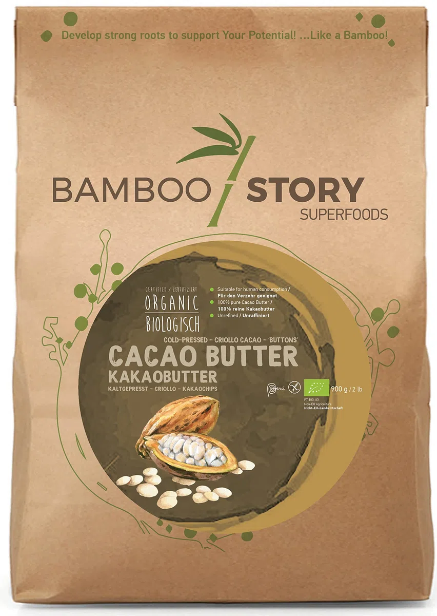 Bio | BAMBOO STORY | Beurre de Cacao | Pérou | Pressé à Froid | CRIOLLO | 900g
