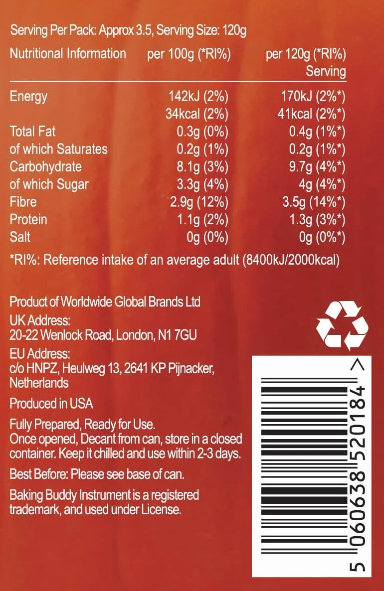 Baking Buddy 100% Natural Pumpkin Puree - 2 Cans Pack