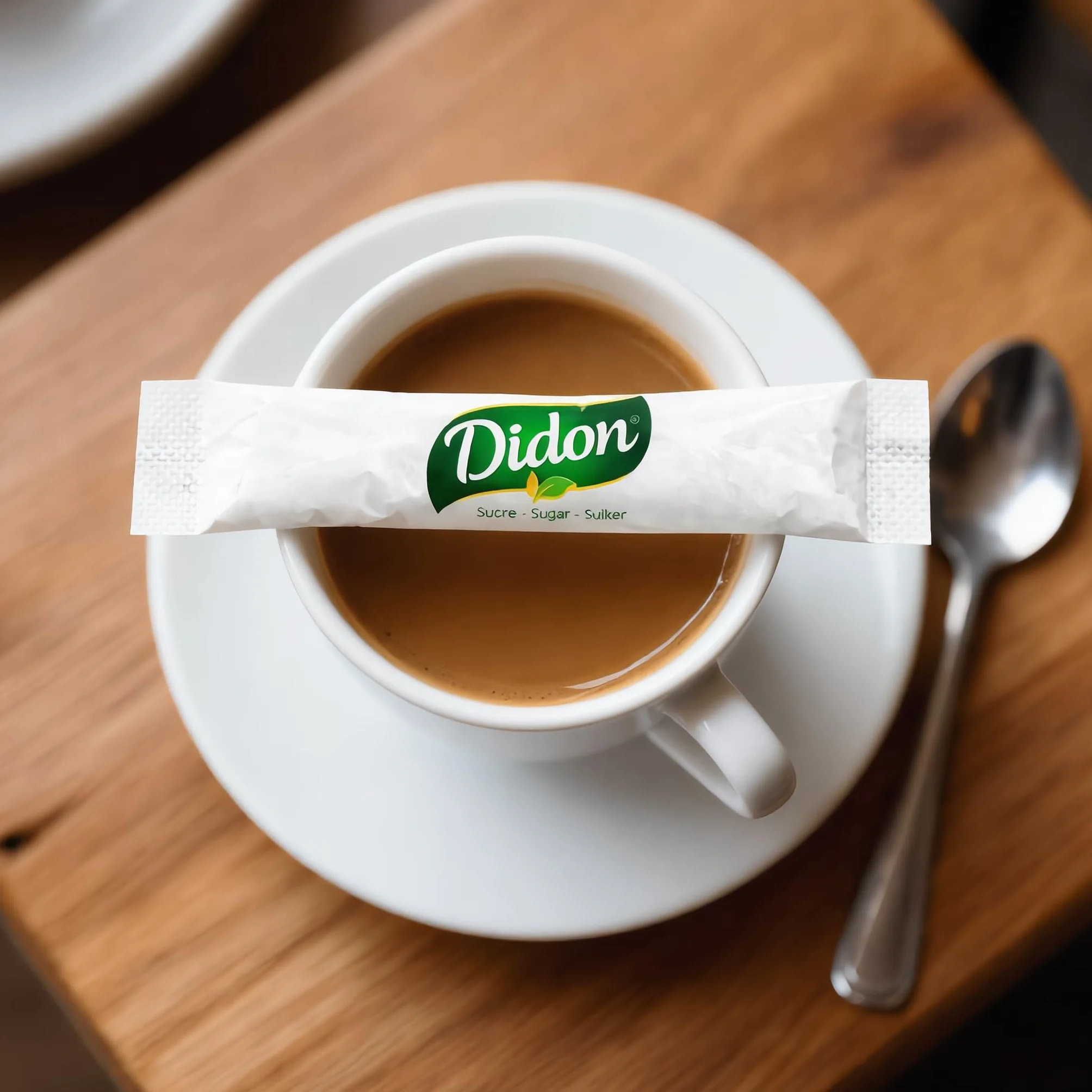 DIDON Sucre 5 KG – Lot de 1250 sachets Bûchettes de Sucre Individuels de 4g avec un lot d'agitateurs en bois - Pour les Boissons Chaudes, Cafés et Thés